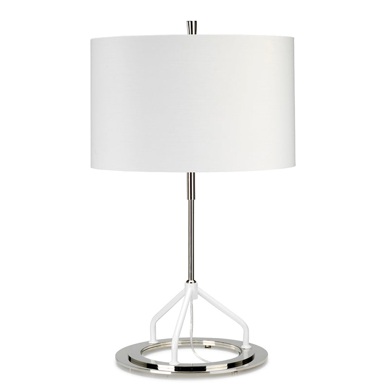 Elstead Lighting VICENZA-TL-WPN Vicenza Single Light Table Lamp in Polished Nickel Finish Complete with White Shade