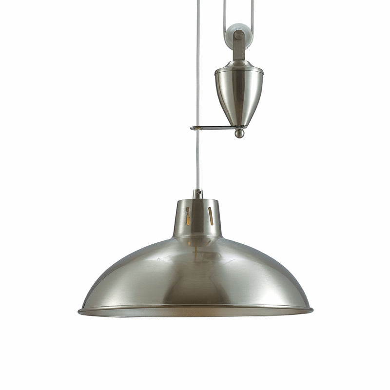 Deco Wellington Pulley System Pendant 1 Light E27 Satin Nickel • D0148