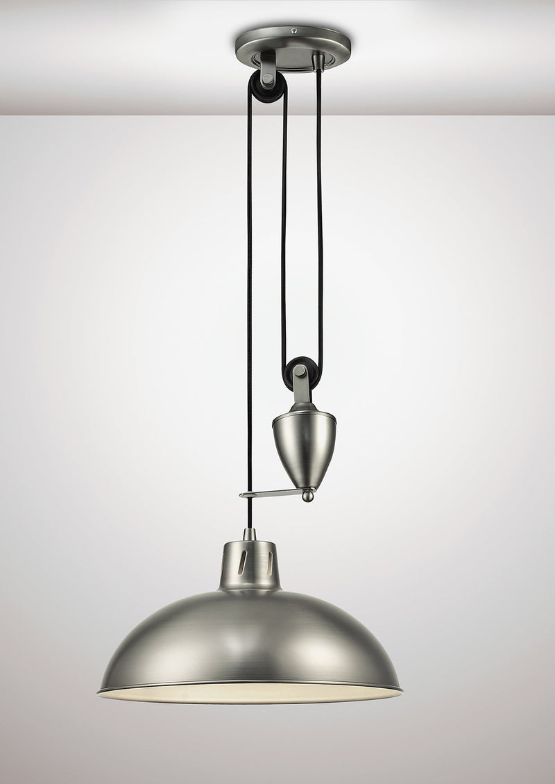 Deco Wellington Pulley System Pendant 1 Light E27 Antique Nickel • D0150