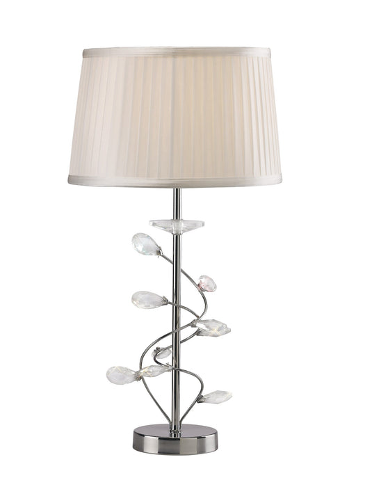 Diyas Willow Table Lamp With White Shade 1 Light E27 Polished Chrome/Crystal • IL31210