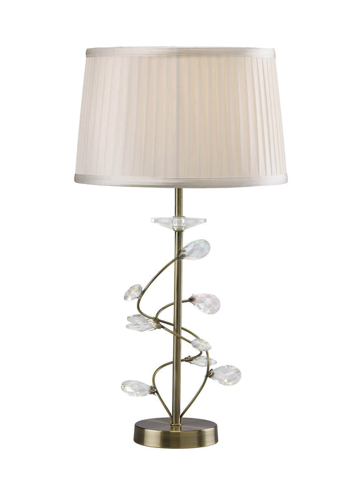 Diyas Willow Table Lamp With White Shade 1 Light E27 Antique Brass/Crystal • IL31220/WH