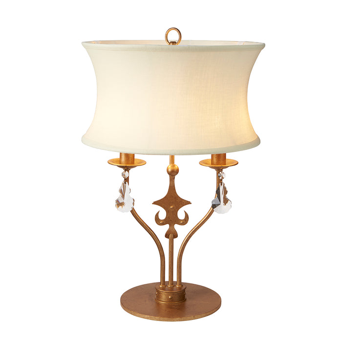 Elstead Lighting WINDSOR-TL-GOLD Windsor 2 Light Table Lamp in Gold Finish Complete With Cream Pollycotton Shade