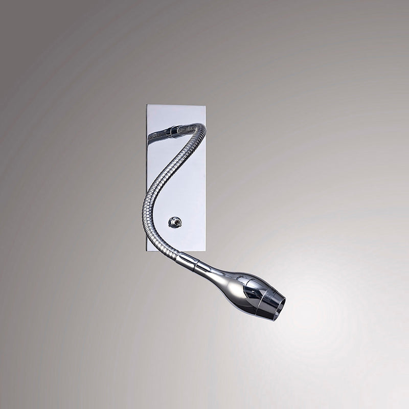 Deco Winslow 3W LED Oval Head Wall Lamp With Flexible Arm, Beam 45 Deg, Switch On Base, Polished Chrome, 3yrs Warranty • D0182