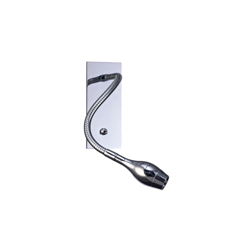 Deco Winslow 3W LED Oval Head Wall Lamp With Flexible Arm, Beam 45 Deg, Switch On Base, Polished Chrome, 3yrs Warranty • D0182