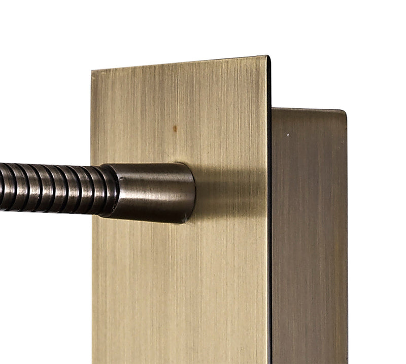 Deco Winslow 3W LED Oval Head Wall Lamp With Flexible Arm, Beam 45 Deg, Switch On Base, Antique Brass, 3yrs Warranty • D0183