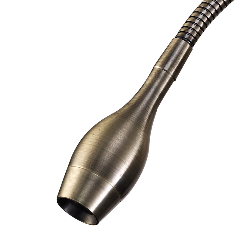 Deco Winslow 3W LED Oval Head Wall Lamp With Flexible Arm, Beam 45 Deg, Switch On Base, Antique Brass, 3yrs Warranty • D0183