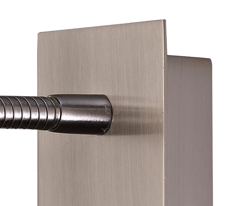 Deco Winslow 3W LED Cylinder Head Wall Lamp With Flexible Arm, Beam 45 Deg, Switch On Base, Satin Nickel, 3yrs Warranty • D0207