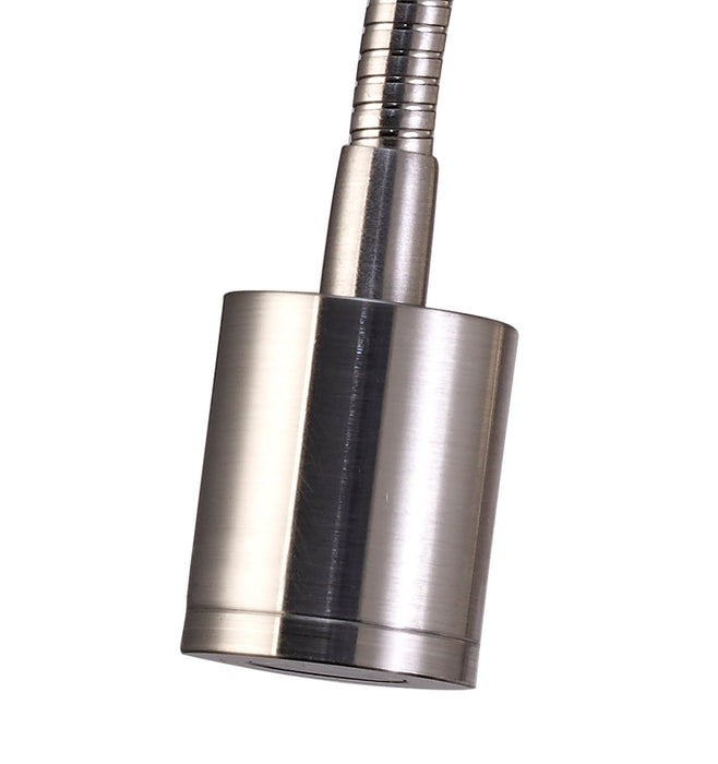 Deco Winslow 3W LED Cylinder Head Wall Lamp With Flexible Arm, Beam 45 Deg, Switch On Base, Satin Nickel, 3yrs Warranty • D0207