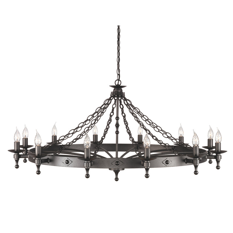 Elstead Lighting WR12 GR Warwick 12 Light Chandelier Graphite Black Finish