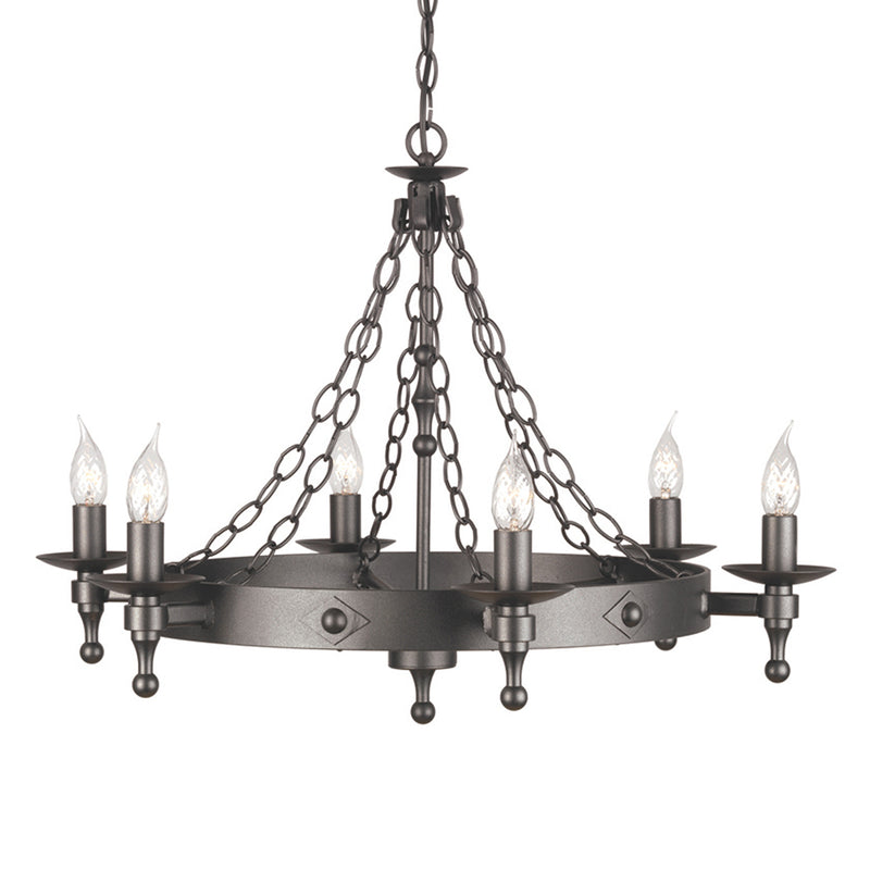 Elstead Lighting WR6 GR Warwick 6 Light Chandelier Graphite Black Finish