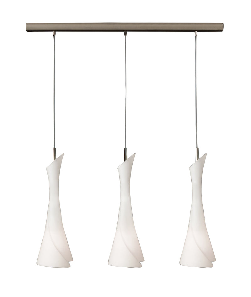 Mantra M0771 Zack Linear Pendant 3 Light E27 Line, Satin Nickel • M0771