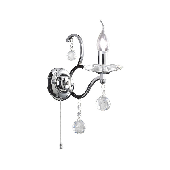 Diyas Zinta Wall Lamp Switched 1 Light E14 Polished Chrome/Crystal • IL30121