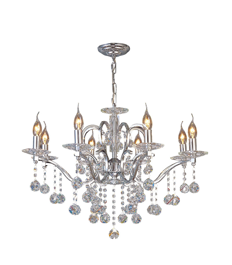 Diyas Zinta Pendant 8 Light E14 Polished Chrome/Crystal • IL30128