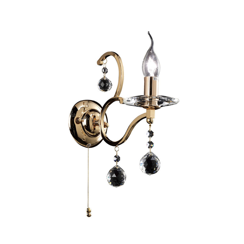 Diyas Zinta Wall Lamp Switched 1 Light E14 French Gold/Crystal • IL30221
