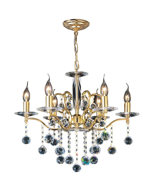 Diyas Zinta Pendant 6 Light E14 French Gold/Crystal • IL30226