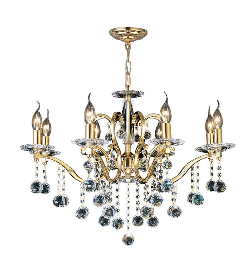 Diyas Zinta Pendant 8 Light E14 French Gold/Crystal • IL30228